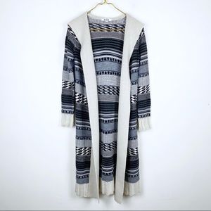 BB Dakota Long Printed Hooded Cardigan Sweater